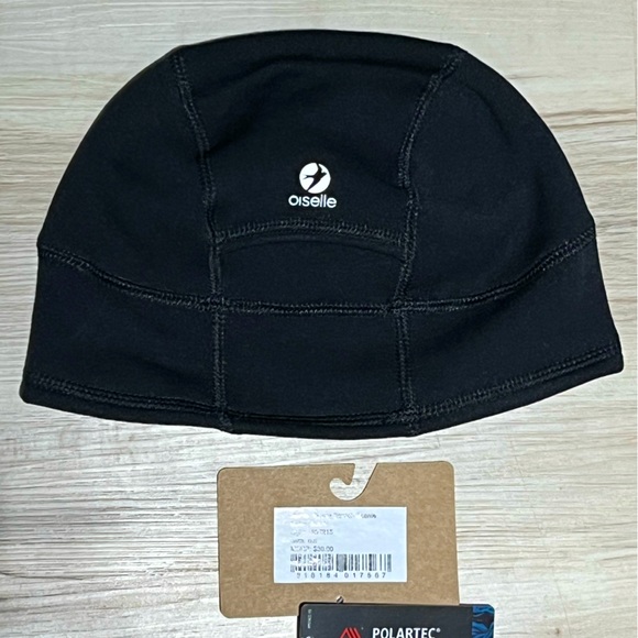 New! Oiselle Polertec Run Training Hat Beanie Pony Tail holder, Black, One Size - Picture 3 of 5